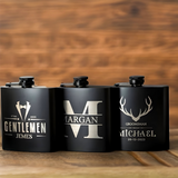 Personalized matte black hip flask