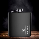 Personalized matte black hip flask