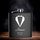 Personalized matte black hip flask