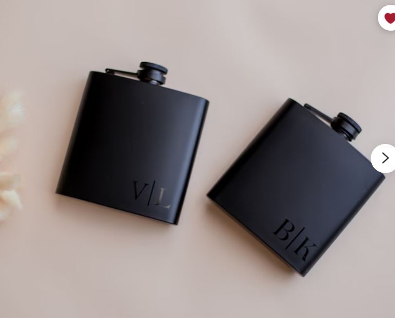 Personalized matte black hip flask